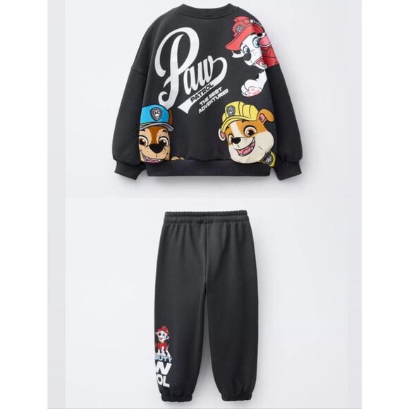 zara kids toddler paw patrol matching set jogger sweatpants/sweatshirt gray 4T - Picture 2 of 9